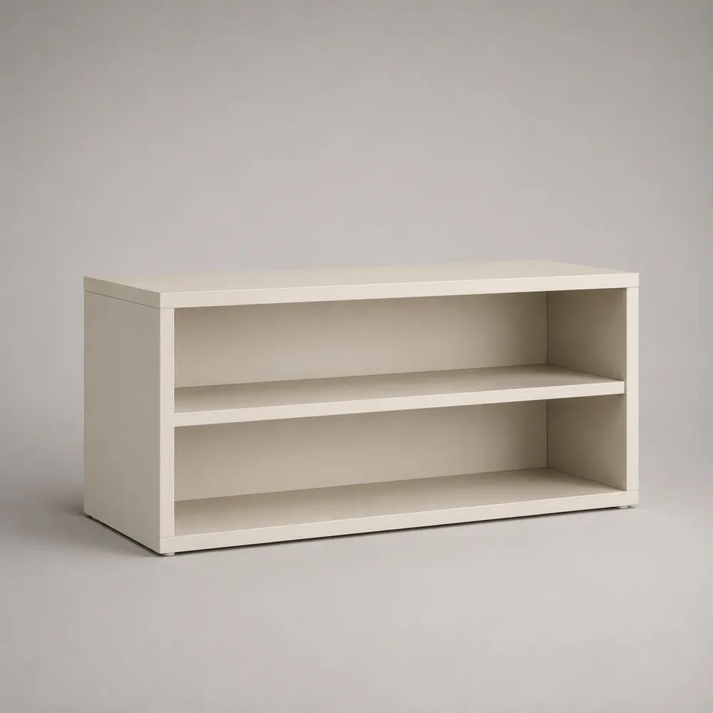Meuble à chaussures ouvert en panneaux de particules mélaminés, 2 niveaux, blanc cassé, 90 × 30 × 45 cm