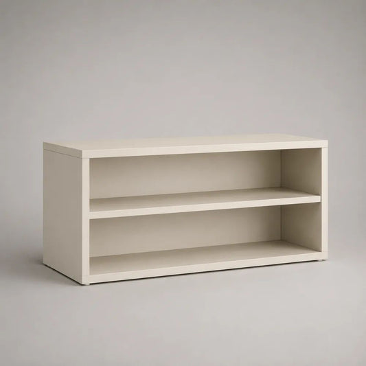 Meuble à chaussures ouvert en panneaux de particules mélaminés, 2 niveaux, blanc cassé, 90 × 30 × 45 cm